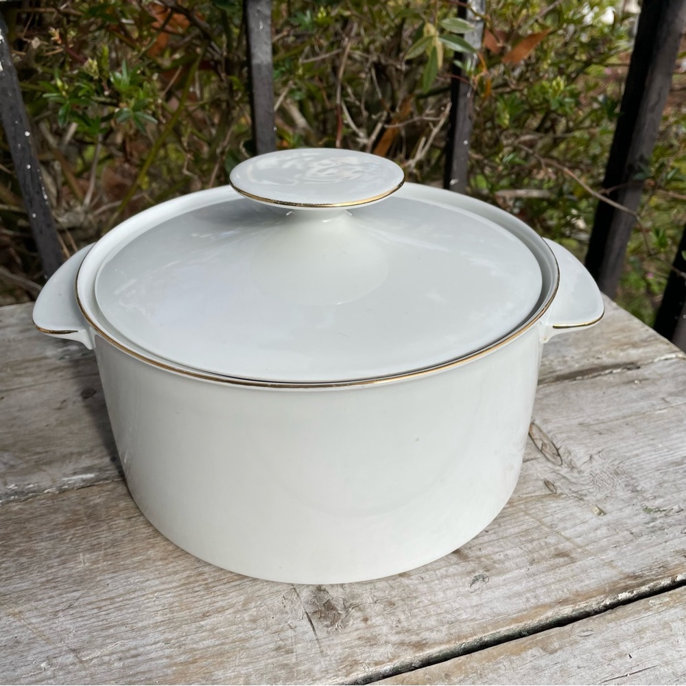 Thomas Rosenthal Germany white gold rimmed mod serving casserole dish